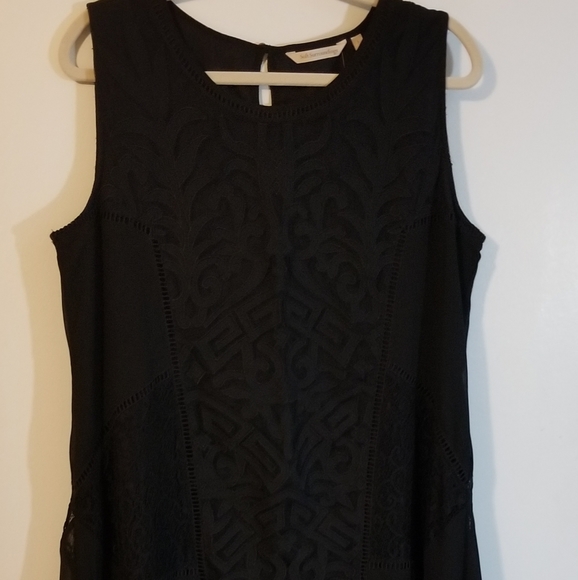 Soft Surroundings Black Lace Sleeveless Slip-on Lacey Embroidered Midi Dress - Picture 2 of 10